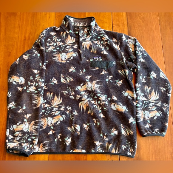 PATAGONIA LIGHTWEIGHT SYNCHILLA Snap FLEECE PULLOVER XL SWIRL FLORAL PITCH BLUE - Picture 2 of 9